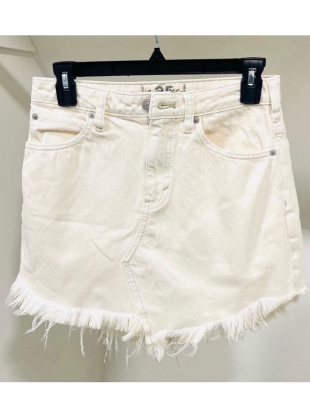 We The Free Ivory Frayed Mini Skirt EUC - Picture 9 of 17